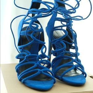 Zara blue lace up heels size 38